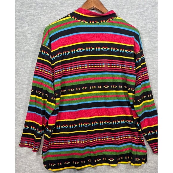 Vtg‎ Y2K Chaps Sport Tribal Aztec Pattern Pullover Shirt 2X Southwest Casual - Picture 5 of 5